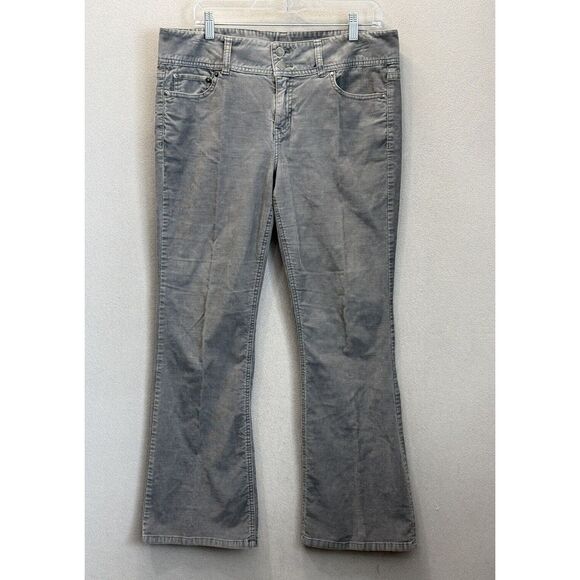 London Jeans Cordoroy Pants Women's‎ Sz 12 Short Gray Bootcut Midrise 5-Pockets - Picture 1 of 6
